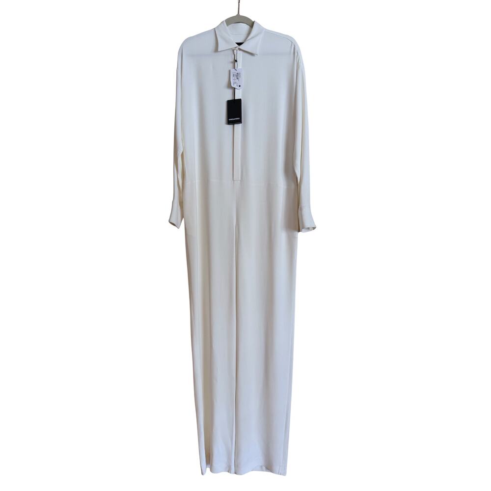 NWT DSQUARED2 Ivory Collared Long-Sleeve Jumpsuit – Size 38 (US S) Retail $1,665